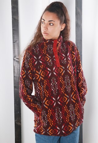 VINTAGE 90S WOOLRICH AZTEC PRINTED ZIP UP FLEECE. UNISEX.