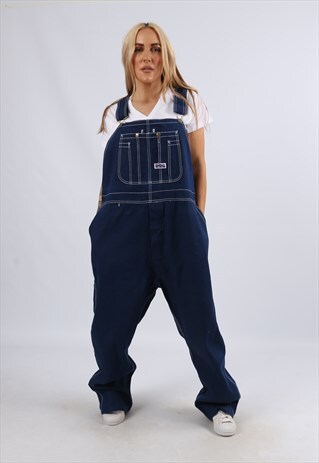VINTAGE BIG SMITH DENIM DUNGAREES PLUS SIZE UK 24 5XL (AAO)