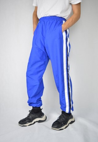 VINTAGE BLUE STRIPED RAVE SKI SPORTS JOGGERS