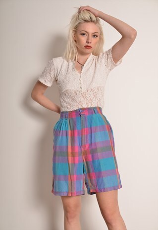 VINTAGE 90S BLUE CHECK SHORTS