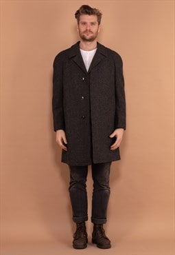 Vintage 70's Men Wool Coat in Grey