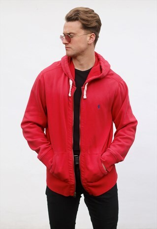 RALPH LAUREN USA CERISE RED HOODED SWEATSHIRT