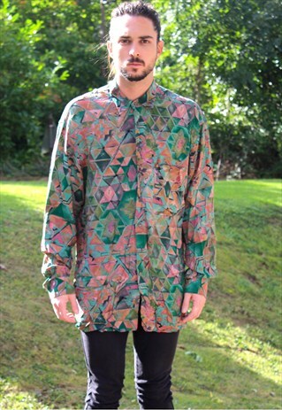 VINTAGE 80S ART NERD SHIRT - LARGE - FESTIVAL HIPPIE