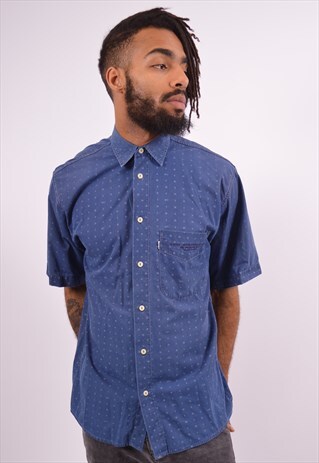 LEVI'S MENS VINTAGE SHIRT SMALL BLUE 90S