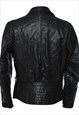 VINTAGE BIKER STYLE BLACK BUCKLE DETAIL LEATHER JACKET - S