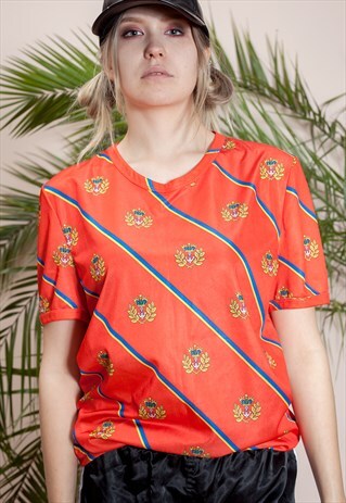 VINTGE ORANGE PRINTED T-SHIRT FROM THE EARLY 90S