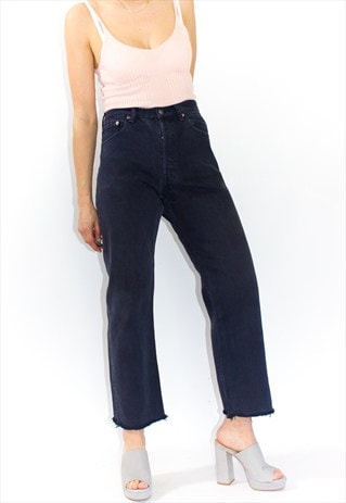 VINTAGE FRAYED HEM NAVY 501 LEVI'S JEANS