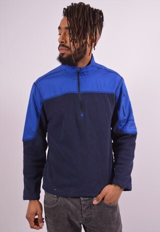 STARTER MENS VINTAGE FLEECE JUMPER MEDIUM NAVY BLUE 90S