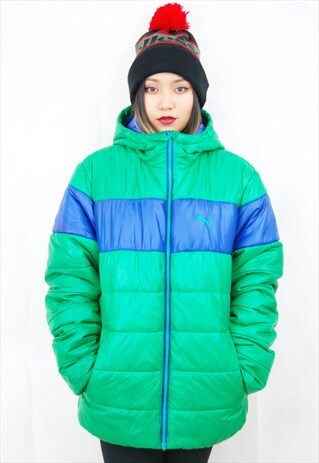 PUMA PADDED PUFFER JACKET/COAT (1990'S/GREEN)