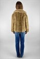 70'S VINTAGE FAUX FUR MINK BROWN LADIES SLEEVE COAT SMALL