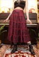 VINTAGE Y2K SATIN MIDI SKIRT IN BURGUNDY