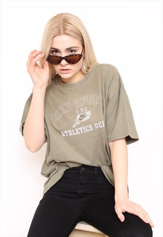 VINTAGE 90S NIKE KHAKI LOGO TOP T-SHIRT