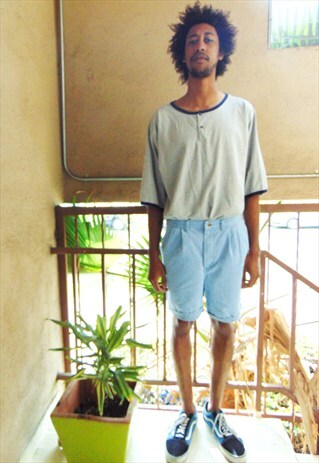 90S CLASSIC HIGH RISE PLEATED LIGHT BLUE SHORTS 34