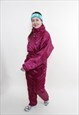 80S SHINY PINK SKI SUIT WOMEN VINTAGE ONE PIECE SKI JUMPSUIT