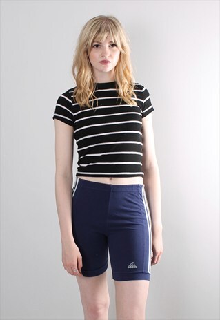 VINTAGE 90S ADIDAS BLUE STRETCH TIGHT SHORTS