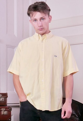 VINTAGE MENS BURBERRY SHIRT YELLOW
