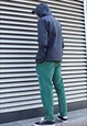 GREEN LOGO EMBROIDERED CORDUROY TROUSERS PANTS