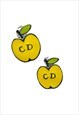 DIOR EARRINGS SILVER YELLOW CD LOGO MONOGRAM APPLE VINTAGE
