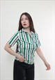 VINTAGE 90S STRIPED BLOUSE, WHITE POLO SHIRT PULLOVER