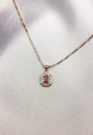 RED ZIRCON STONE NECKLACE