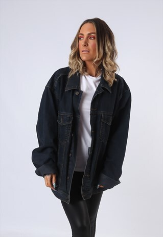 DENIM JACKET OVERSIZED FITTED VINTAGE UK 22 (4AC)