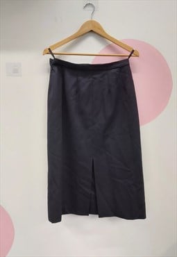 Vintage Burberry Wool Pencil Skirt Navy