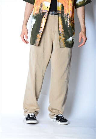 LUHTA VINTAGE 80S BEIGE LINEN BLEND PANTS