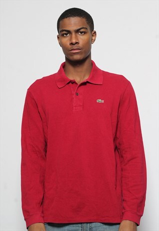 VINTAGE LACOSTE LONG SLEEVE POLO SHIRT RED