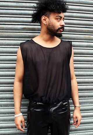 WILSON BLACK VINTAGE MESH VEST TOP