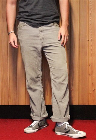 VINTAGE 1990S GREY LEVI'S CORD PAINT JEANS
