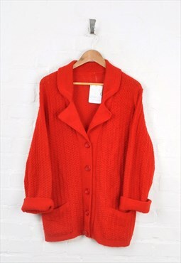 Vintage Knitwear Cardigan Red Ladies Small