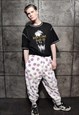 FLORAL FLEECE JOGGERS HANDMADE FLUFFY 70S DAISY OVERALLS 