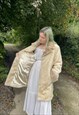 VINTAGE 90S SIZE LARGE FAUX FUR CREAM TRENCH COAT