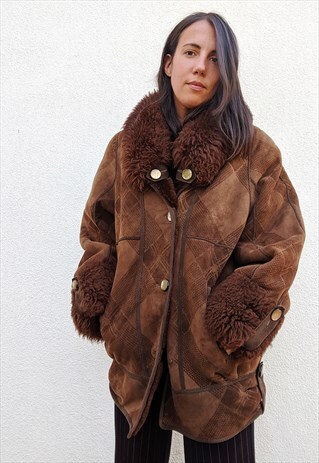 VINTAGE SUEDE SHEARLING COAT