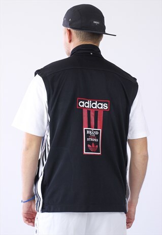VINTAGE MENS ADIDAS BIG LOGO TRACK TOP VEST GILET JACKET