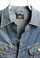 VINTAGE LEE STRETCH DENIM JACKET NAVY BLUE SIZE M