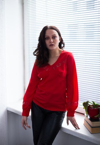 VINTAGE 80'S BRIGHT RED SHIMMERING BLOUSE
