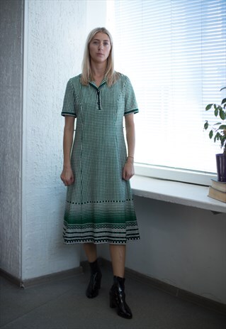 VINTAGE 80'S MULTICOLOUR PATTERNED MIDI DRESS