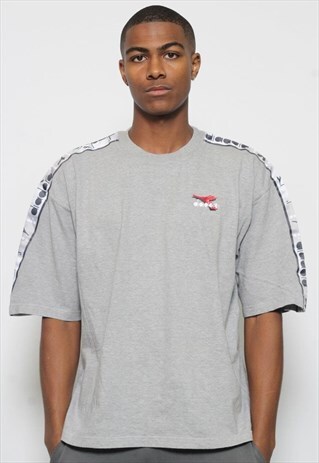 VINTAGE DIADORA TAPE LOGO T-SHIRT GREY