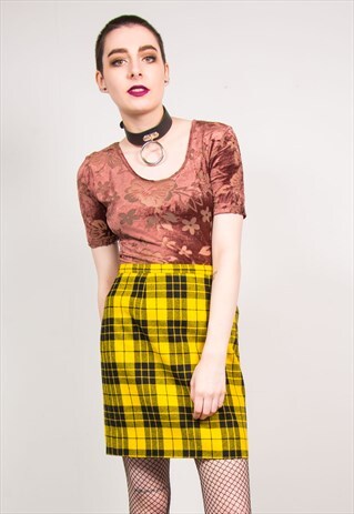 VINTAGE 90'S BROWN FLORAL PATTERN MESH VELVET TOP