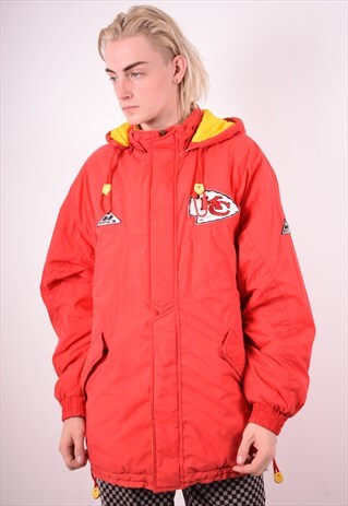 NFL MENS VINTAGE NFL KC CHIEFS PADDED JACKET LARGE RED 90S