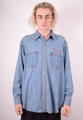 LEVI'S MENS VINTAGE DENIM SHIRT MEDIUM BLUE 90S