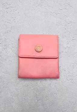 Chanel CC Pink Coin Purse Authentic Leather Mini Logo Button