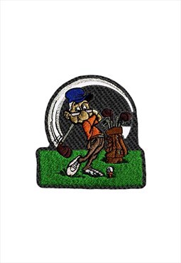 Embroidered Golf Playing Grandpa iron on patch /sew on patch