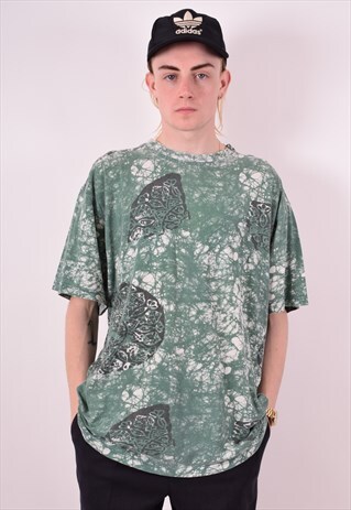 MAJESTIC MENS VINTAGE T-SHIRT TOP XL GREEN 90S