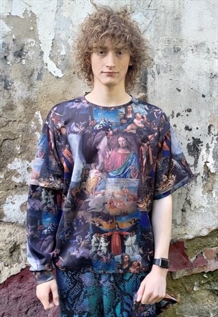 Saint print detachable sweatshirt handmade Baroque t-shirt