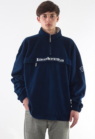 VINTAGE LAMBRETTA PULLOVER HALF ZIP JACKET 90S NAVY BLUE