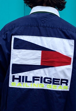 VINTAGE 90S TOMMY HILFIGER SAILING GEAR SHIRT NAVY BLUE