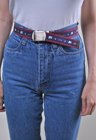 80S MULTICOLOR SAILOR FLAG PRINT COTTON UNISEX MARINE BELT
