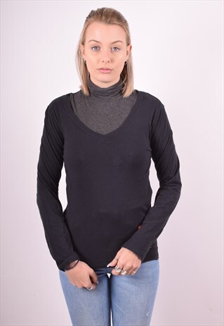 NIKE WOMENS VINTAGE TOP LONG SLEEVE SMALL BLACK 90S
